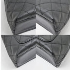 Chanel Quilted Top Handle Black Gold Caviar Leather Handbag — view 4
