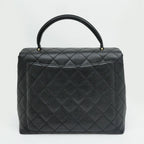 Chanel Quilted Top Handle Black Gold Caviar Leather Handbag — view 8