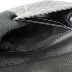 Chanel Quilted Top Handle Black Gold Caviar Leather Handbag — view 9