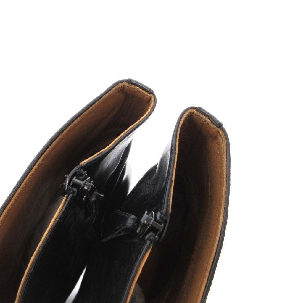 Hermes Exlibris Short Boots Embossed Logo Side Zip 38 Black YJ — view 6