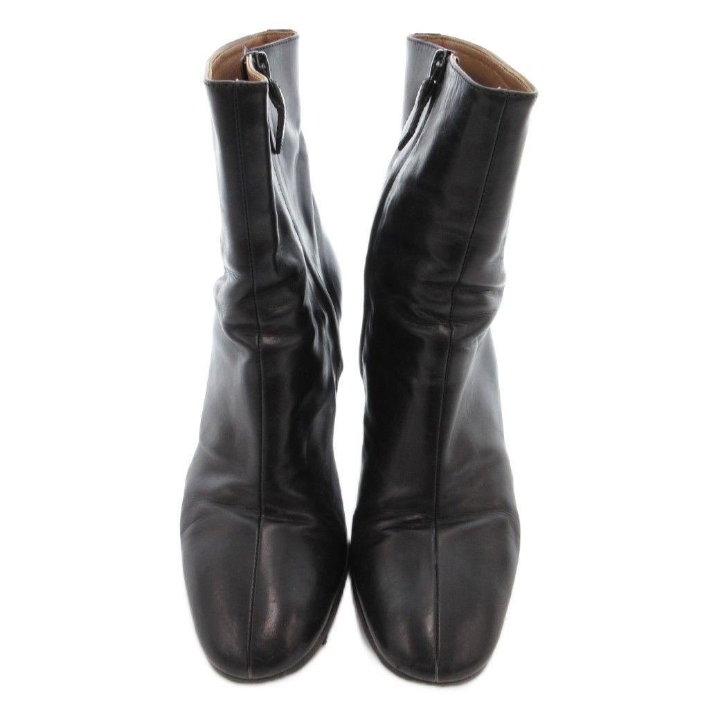 Hermes Exlibris Short Boots Embossed Logo Side Zip 38 Black YJ — view 4