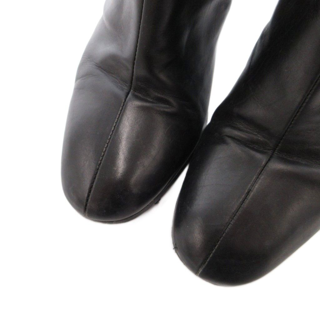 Hermes Exlibris Short Boots Embossed Logo Side Zip 38 Black YJ — view 5
