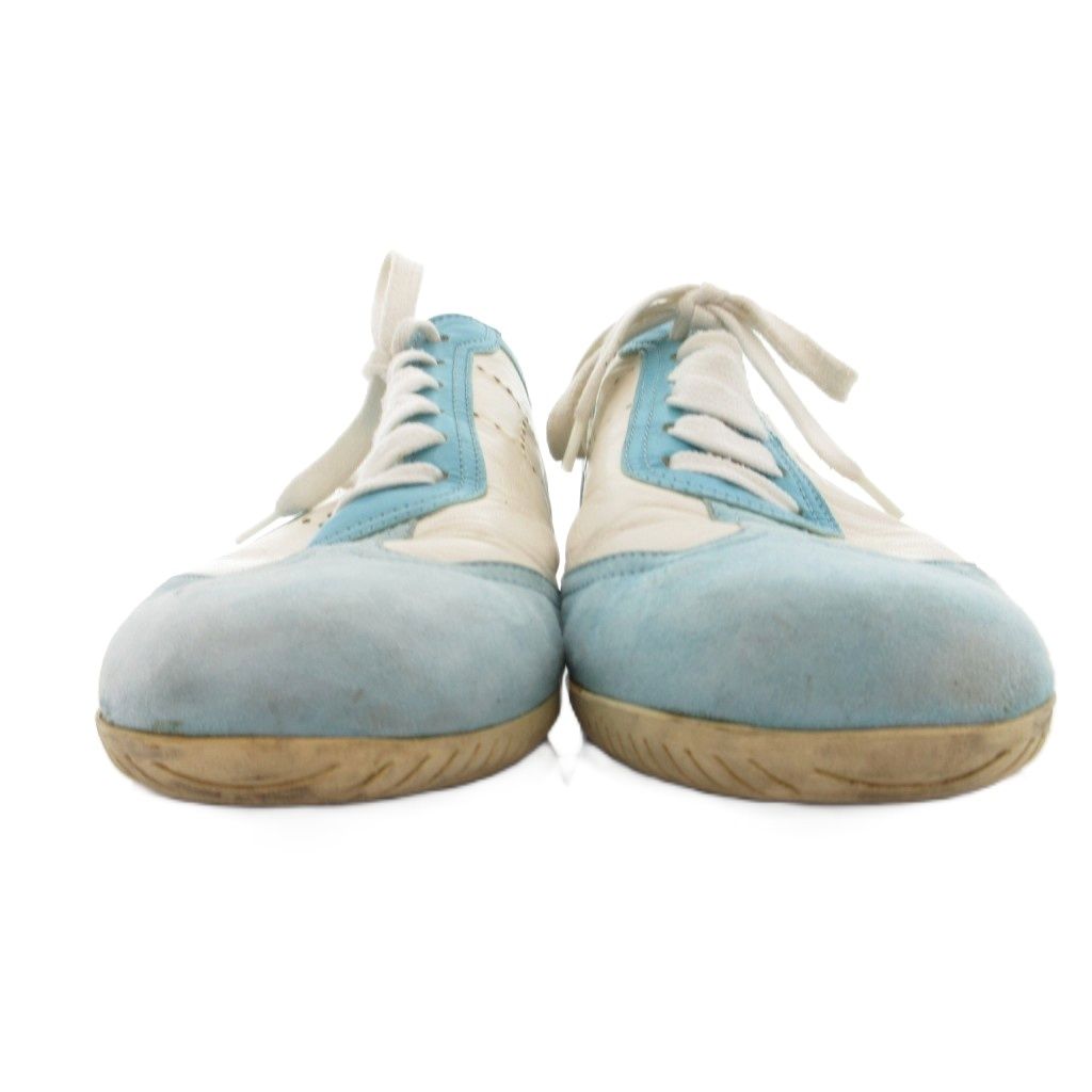 Hermes Quick Leather Suede Sneakers Shoes 37 Light Blue White YJ — view 4