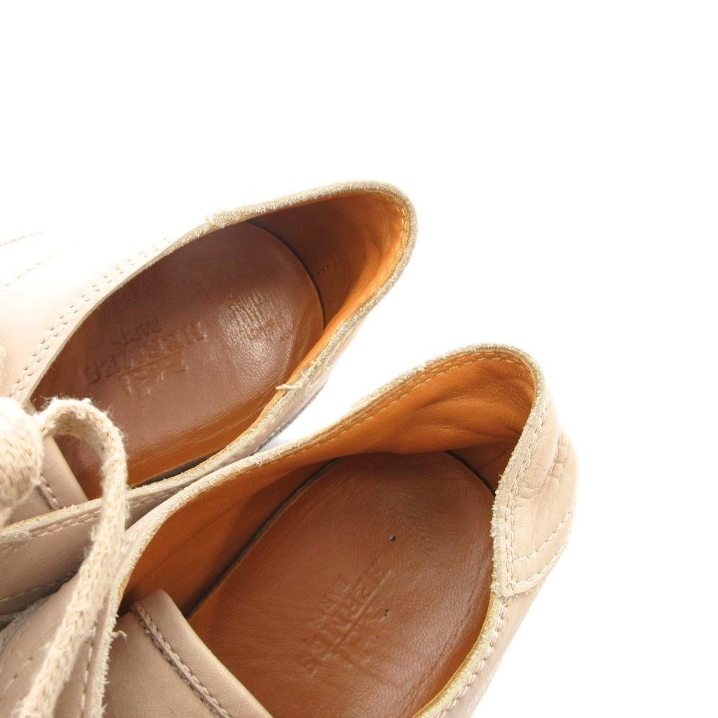 Hermes Quick Leather Suede Sneakers Shoes 37 Beige YJ — view 6
