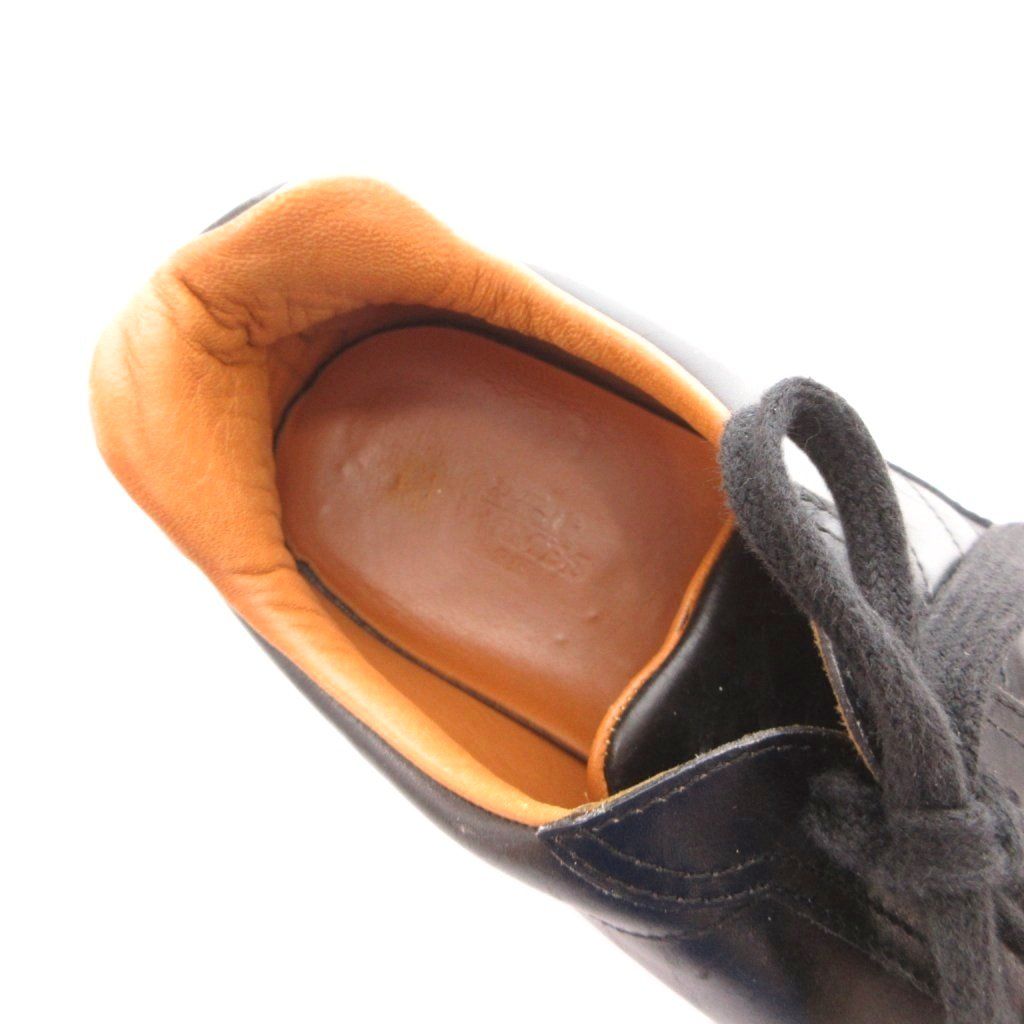 Hermes Quick Sneakers Shoes Low Cut Lace Up Leather 38 Black — view 7
