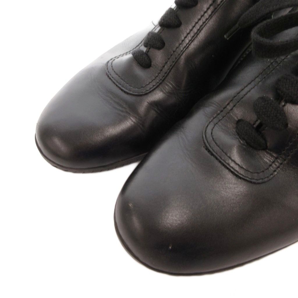 Hermes Quick Sneakers Shoes Low Cut Lace Up Leather 38 Black — view 3