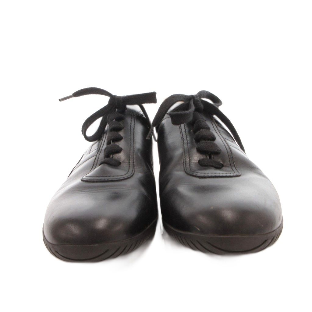 Hermes Quick Sneakers Shoes Low Cut Lace Up Leather 38 Black — view 4