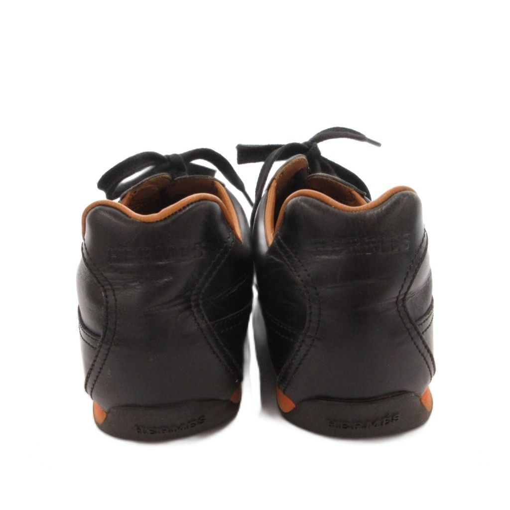 Hermes Quick Sneakers Shoes Low Cut Lace Up Leather 38 Black — view 5