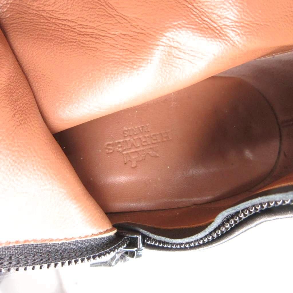 Hermes Saint Germain Kelly Short Boots Leather Side Zip 38.5 Black YJ — view 7