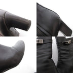 Hermes Saint Germain Kelly Short Boots Leather Side Zip 38.5 Black YJ — view 9