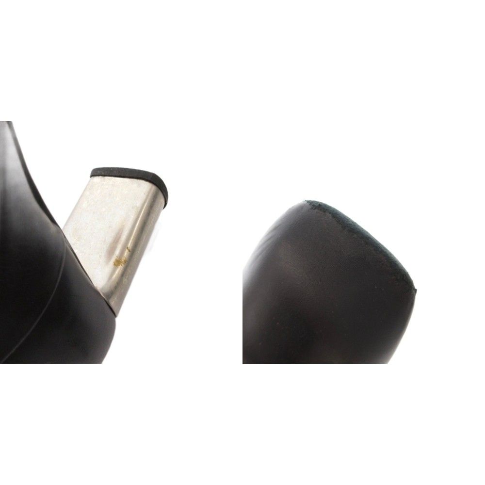 Celine Banban Short Boots Square Toe Side Zip Metal Heel 37.5 Black Silver YJ — view 9