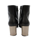 Celine Banban Short Boots Square Toe Side Zip Metal Heel 37.5 Black Silver YJ — view 3