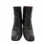 Celine Banban Short Boots Square Toe Side Zip Metal Heel 37.5 Black Silver YJ — view 4