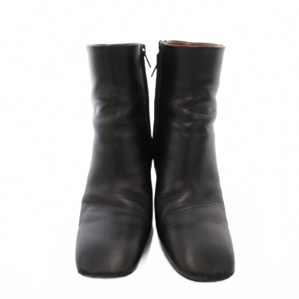 Celine Banban Short Boots Square Toe Side Zip Metal Heel 37.5 Black Silver YJ — view 4