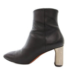 Celine Banban Short Boots Square Toe Side Zip Metal Heel 37.5 Black Silver YJ — view 2