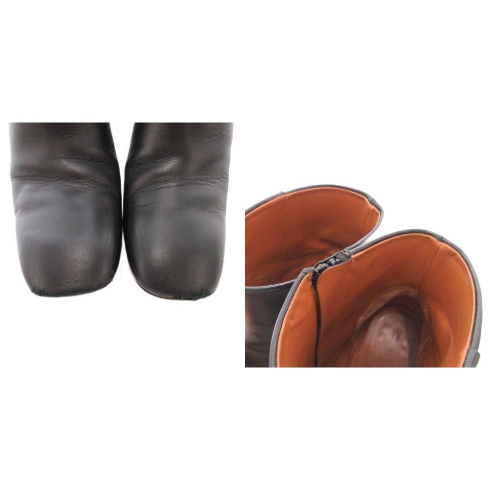 Celine Banban Short Boots Square Toe Side Zip Metal Heel 37.5 Black Silver YJ — view 5