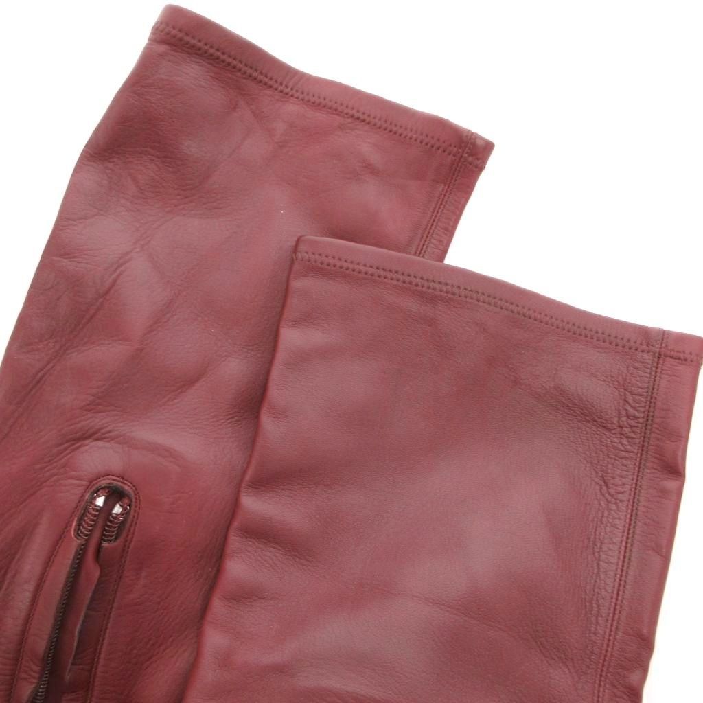 Celine Long Boots Leather Side Zip 37 Gold Bordeaux — view 8
