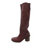 Celine Long Boots Leather Side Zip 37 Gold Bordeaux — view 2