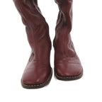 Celine Long Boots Leather Side Zip 37 Gold Bordeaux — view 4