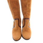Hermes Long Boots Suede Contrast Leather Side Zip Camel YJ — view 4
