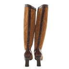 Hermes Long Boots Suede Contrast Leather Side Zip Camel YJ — view 3