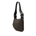 Fendi Zucchino Black Beige Canvas Leather Shoulder Bag — view 2