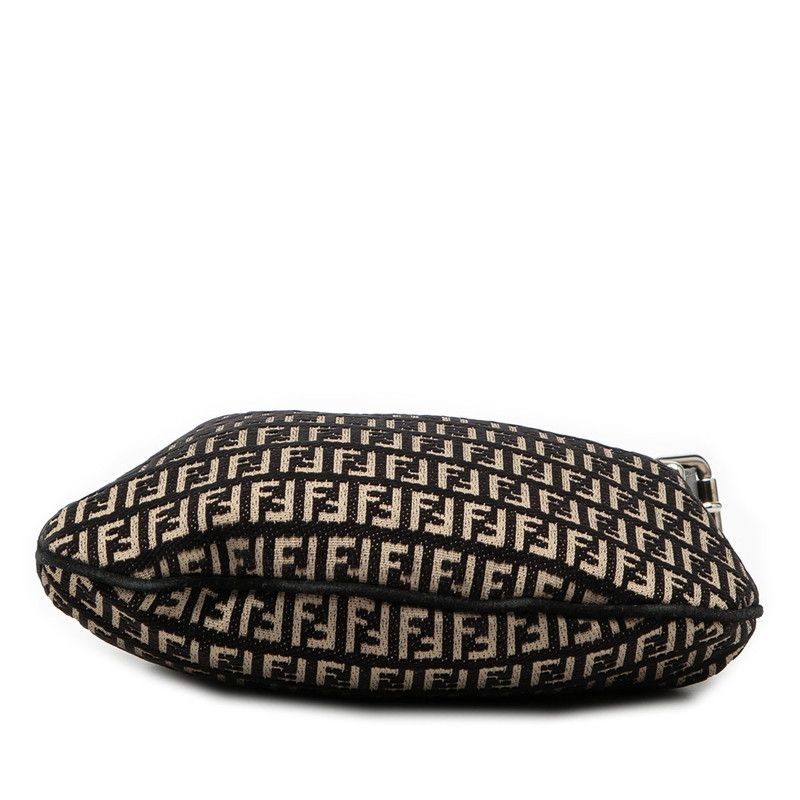 Fendi Zucchino Black Beige Canvas Leather Shoulder Bag — view 3