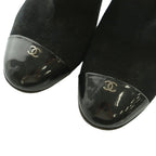Chanel Bootie Suede Cap Toe CC Logo Side Gore 37C Black — view 4
