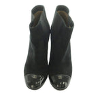 Chanel Bootie Suede Cap Toe CC Logo Side Gore 37C Black — view 6