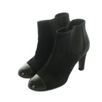 Chanel Bootie Suede Cap Toe CC Logo Side Gore 37C Black — view 2