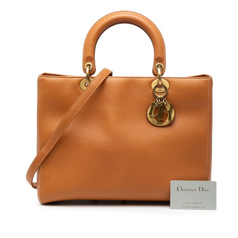 Dior Large 2-Way Shoulder Bag Brown Leather — view 7