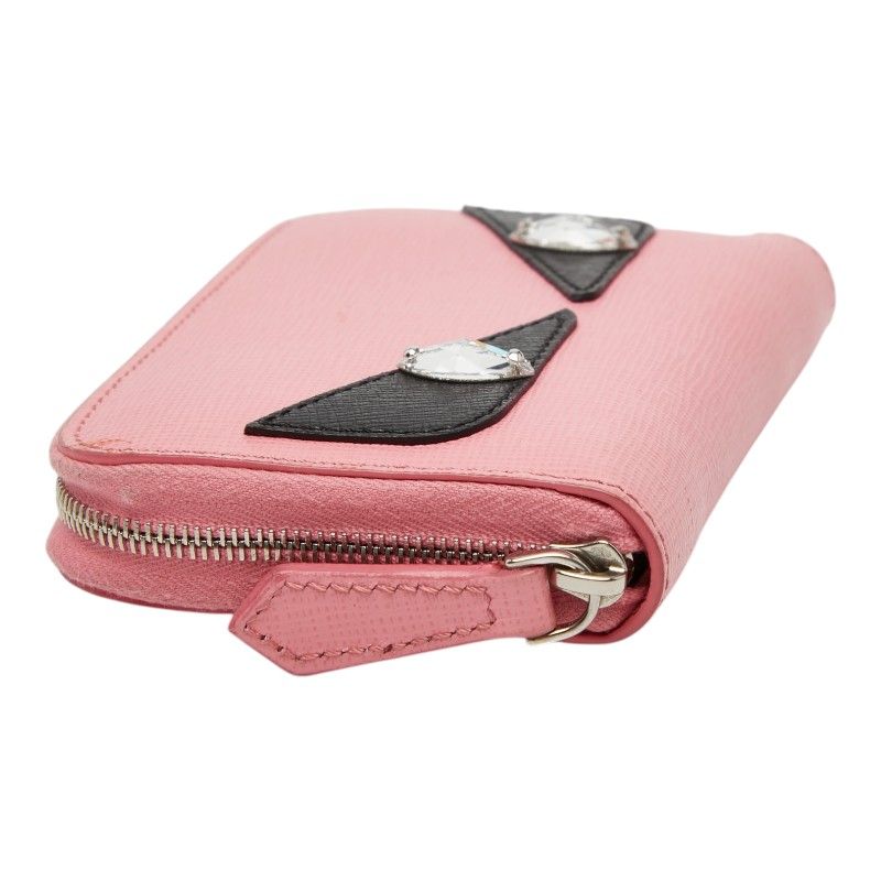 Fendi Monster Star Coin Purse Pink Black Leather — view 5