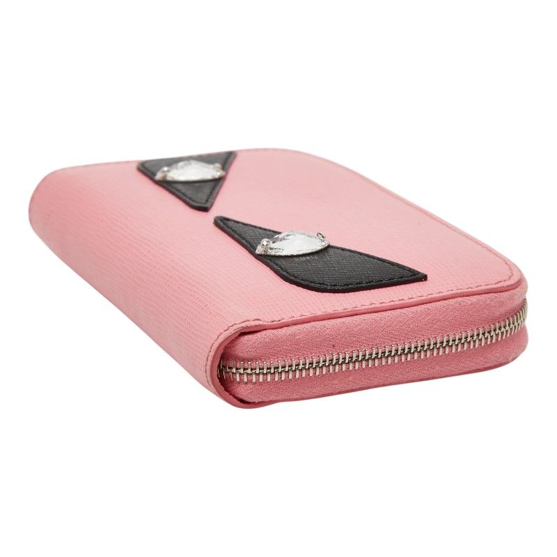 Fendi Monster Star Coin Purse Pink Black Leather — view 4
