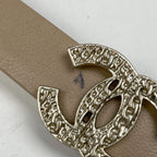 Chanel CC Logo Belt 14 Leather Beige Gold — view 6
