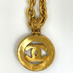 Chanel CC Logo Chain Necklace Long Round Gold Plated — view 2