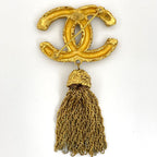 Chanel CC Logo Brooch Tassel Fringe Gold Plated — view 2