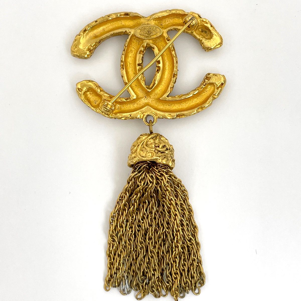 Chanel CC Logo Brooch Tassel Fringe Gold Plated — view 2
