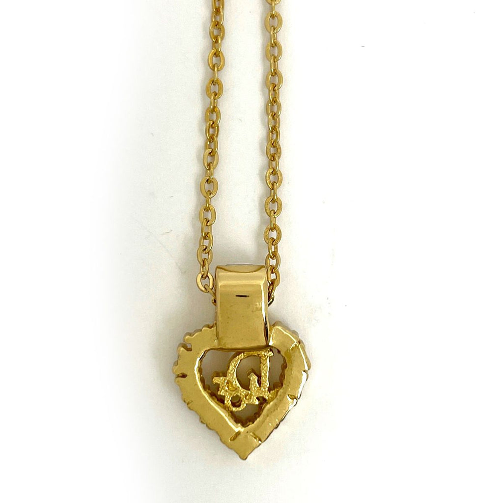 Dior Logo Rhinestone Necklace Gold Plated — view 2