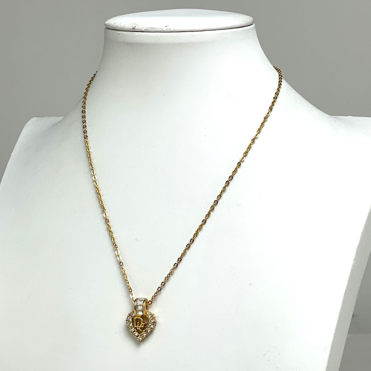 Dior Logo Rhinestone Necklace Gold Plated — view 4