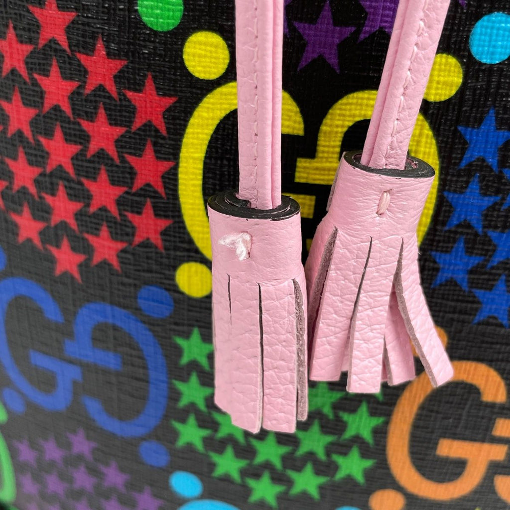 Gucci GG Psychedelic Shoulder Bag Star Drawstring Black Multicolor - Pink — view 4