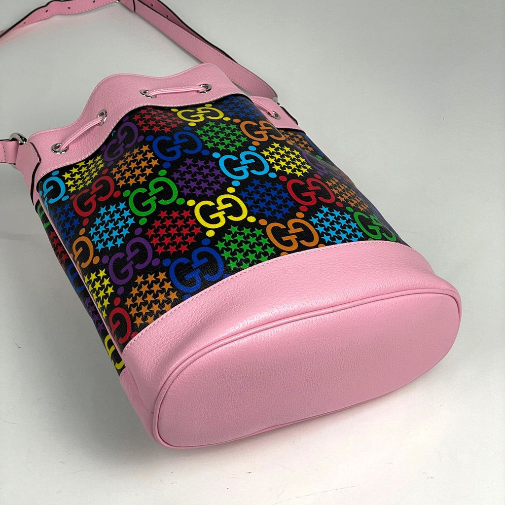 Gucci GG Psychedelic Shoulder Bag Star Drawstring Black Multicolor - Pink — view 2