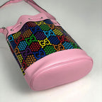 Gucci GG Psychedelic Shoulder Bag Star Drawstring Black Multicolor - Pink — view 2
