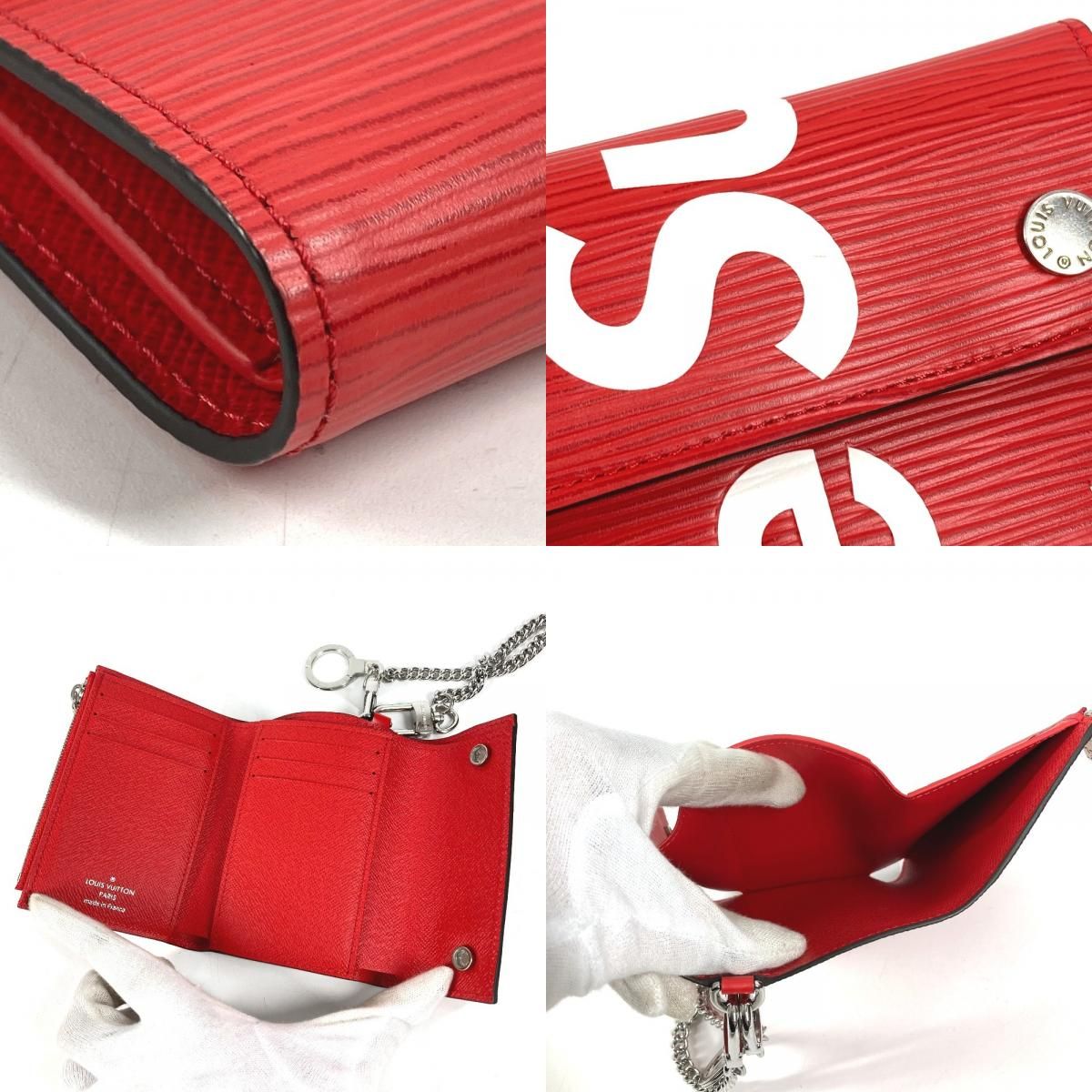 Louis Vuitton Trifold Wallet Supreme Collaboration Chcp Red White — view 7