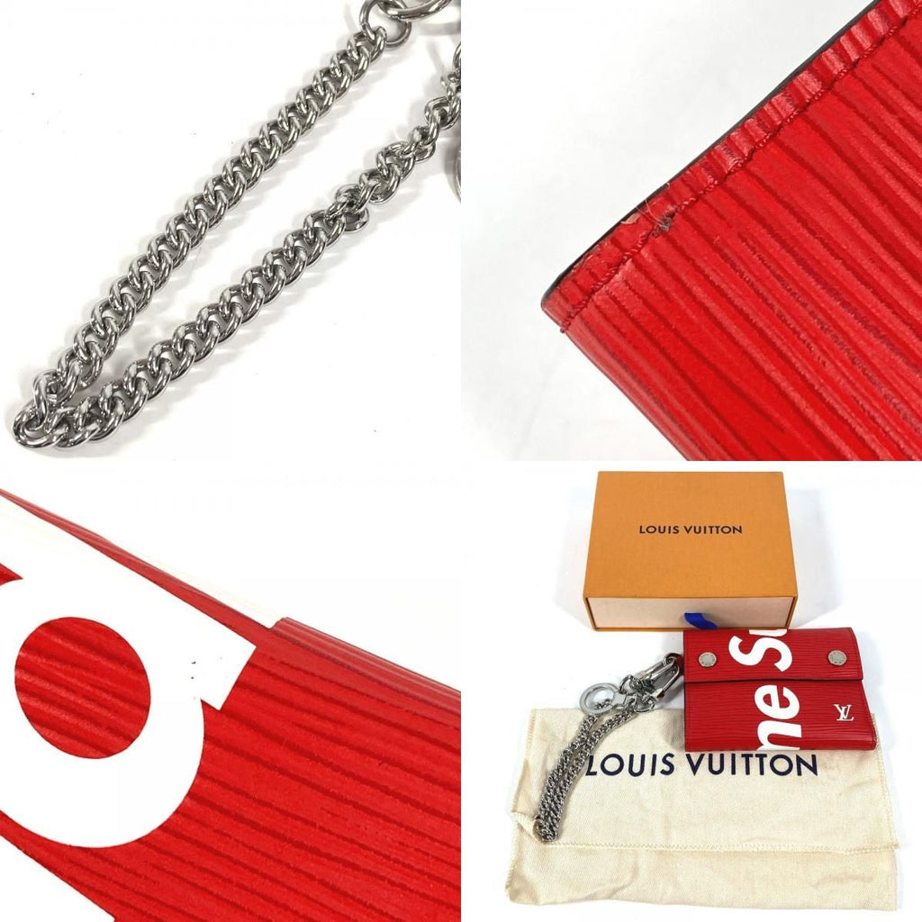 Louis Vuitton Trifold Wallet Supreme Collaboration Chcp Red White — view 9