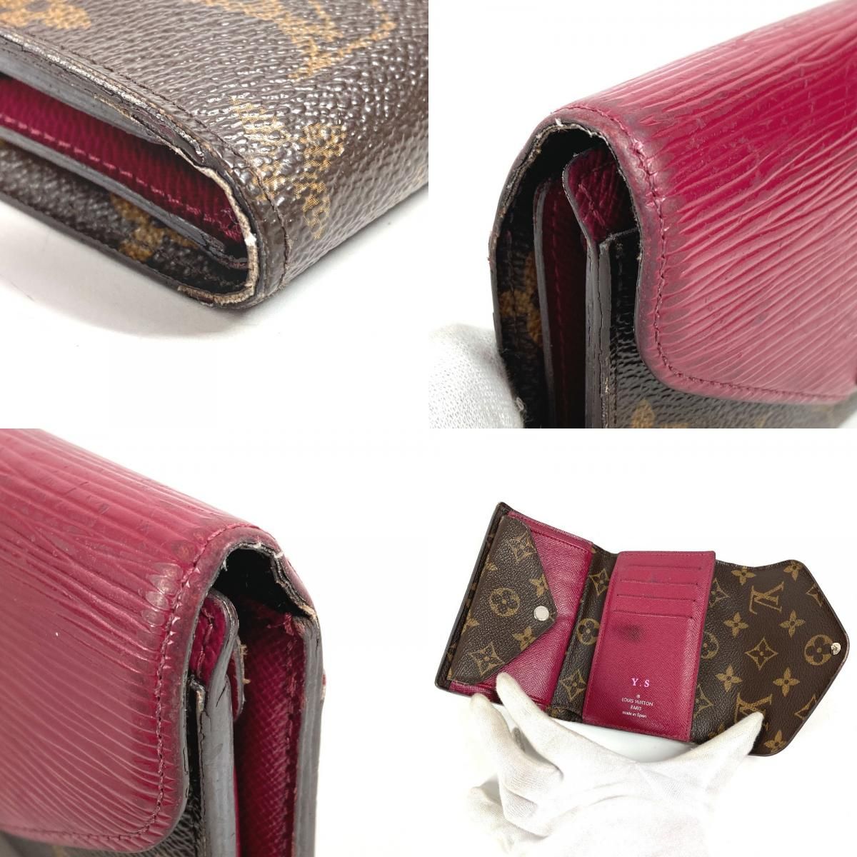 Louis Vuitton Trifold Wallet Portefeuille Mari Lou Monogram Canvas Fuchsia Pink Brown — view 7