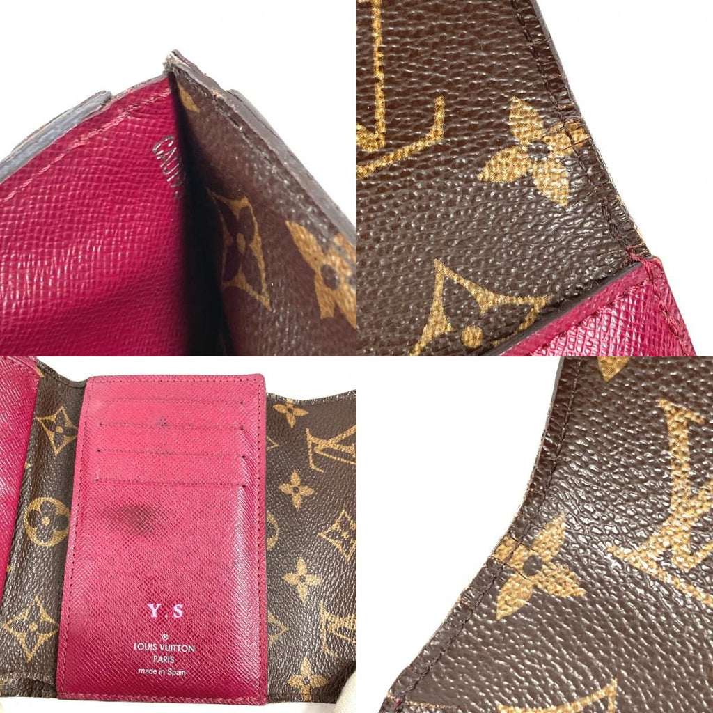 Louis Vuitton Trifold Wallet Portefeuille Mari Lou Monogram Canvas Fuchsia Pink Brown — view 9
