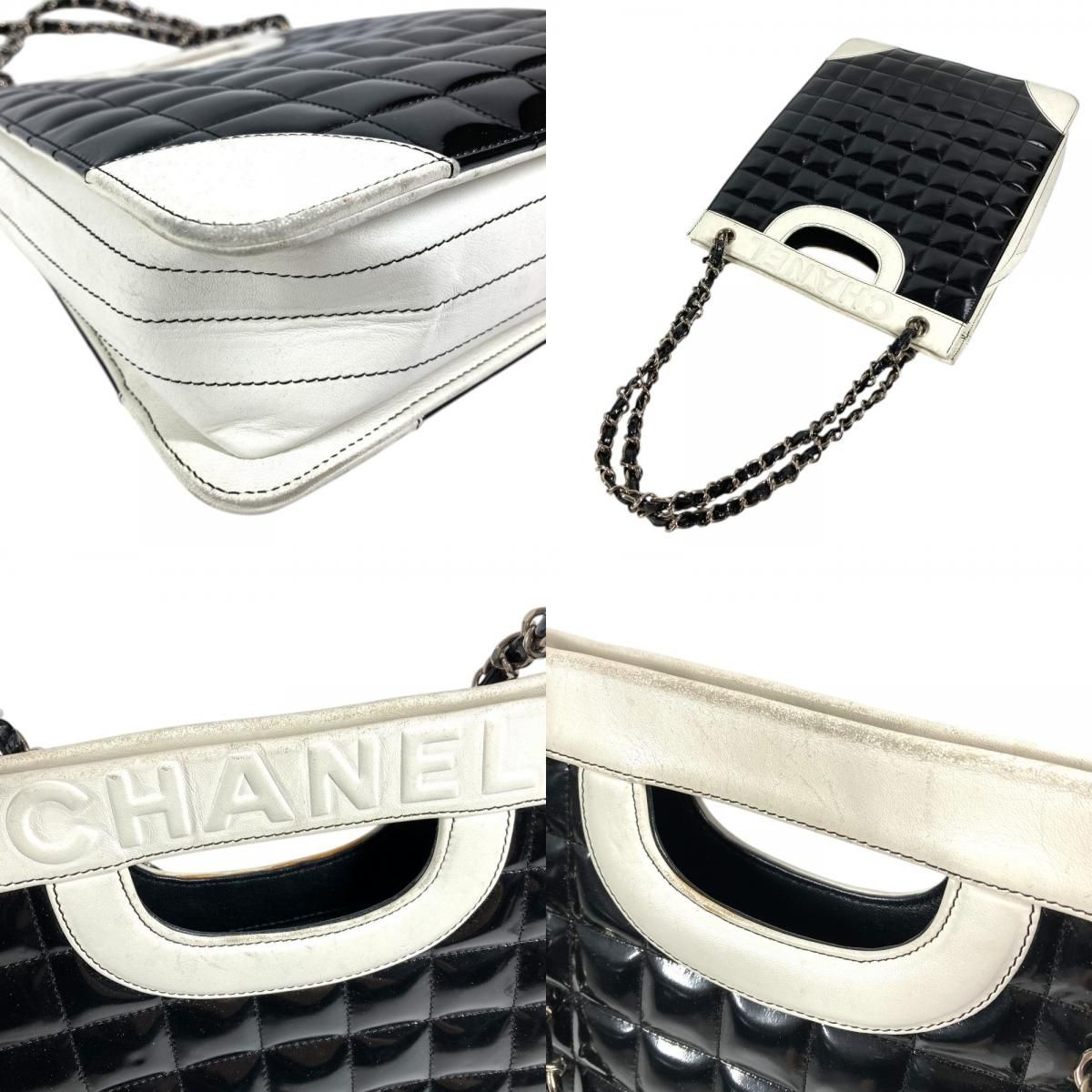 Chanel Shoulder Bag Logo Choco Bar Enamel Leather Black — view 7