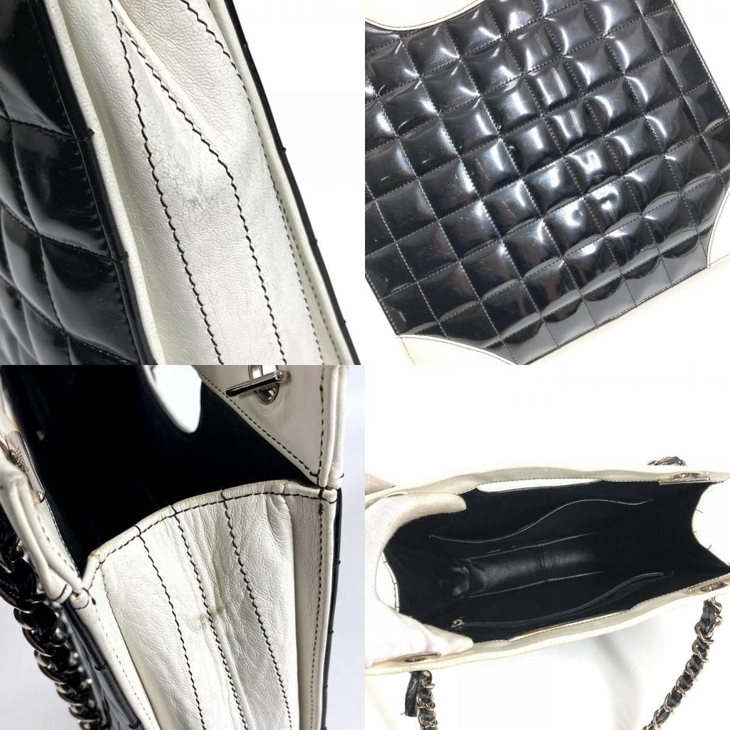 Chanel Shoulder Bag Logo Choco Bar Enamel Leather Black — view 8