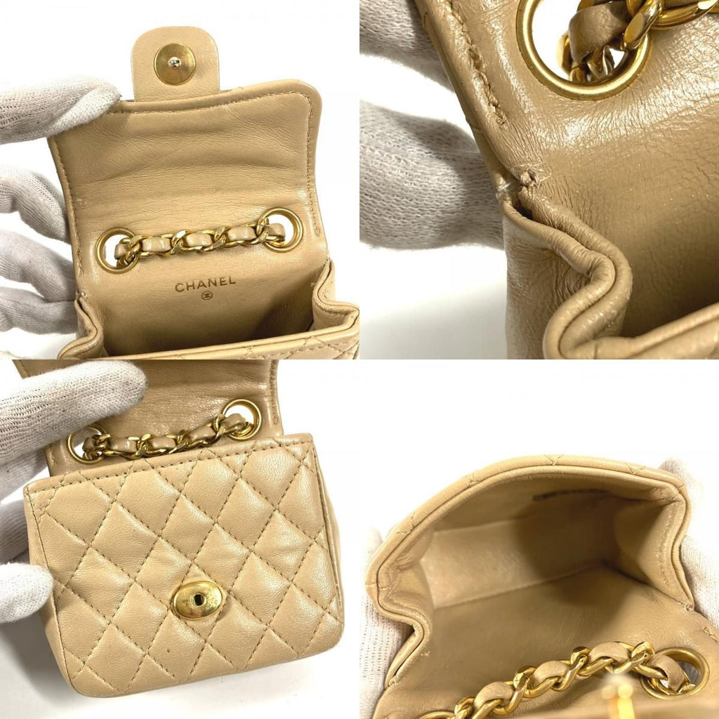 Chanel Handbag Mini Quilted Lambskin Beige — view 8