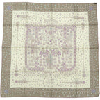 Hermes Carre 90 Hidden Treasure Tresors Retrouves Silk Cream Scarf Gray Purple — view 3